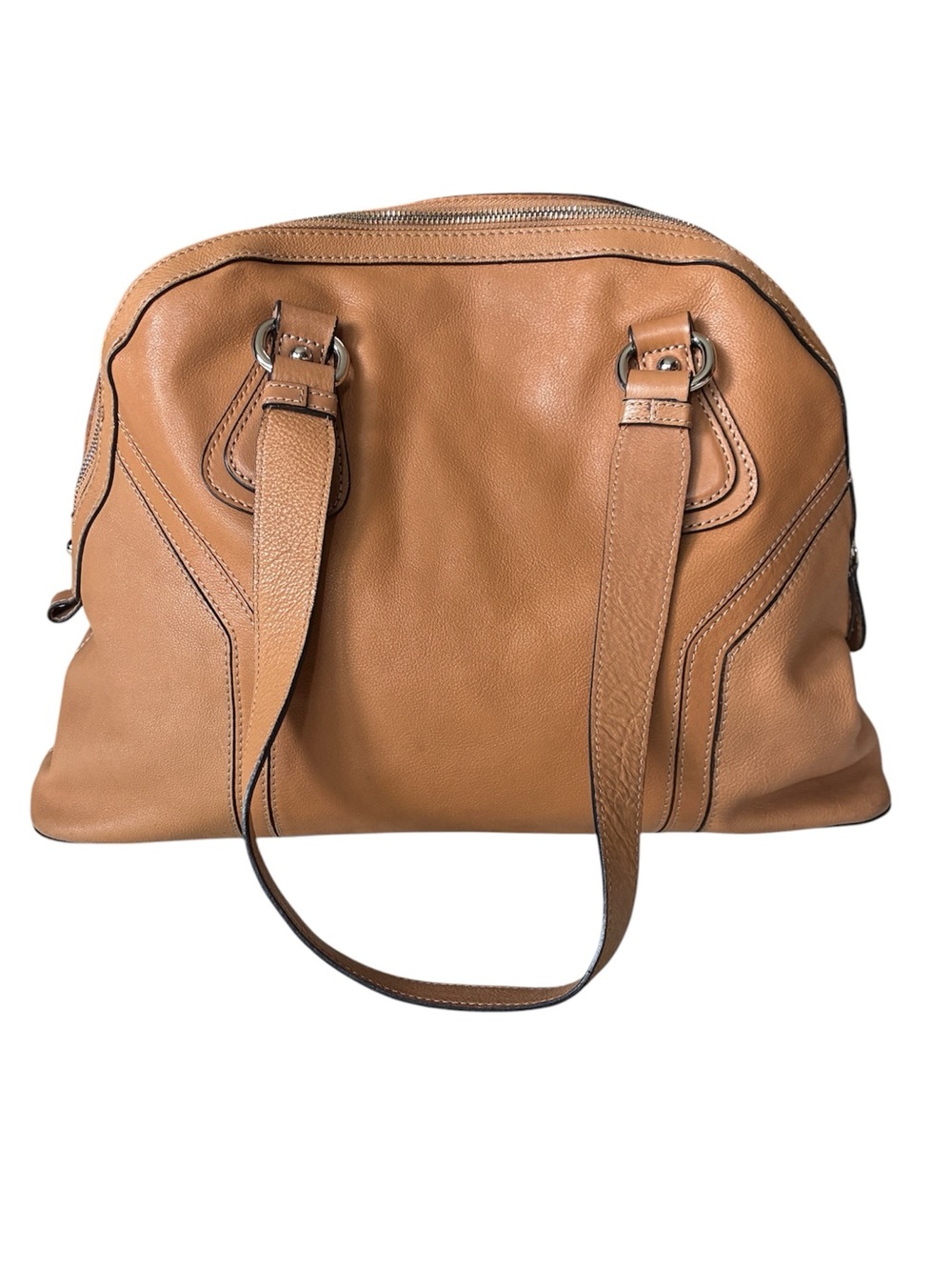 Danier Women's Tan Leather Large Satchel Shoulder Bag